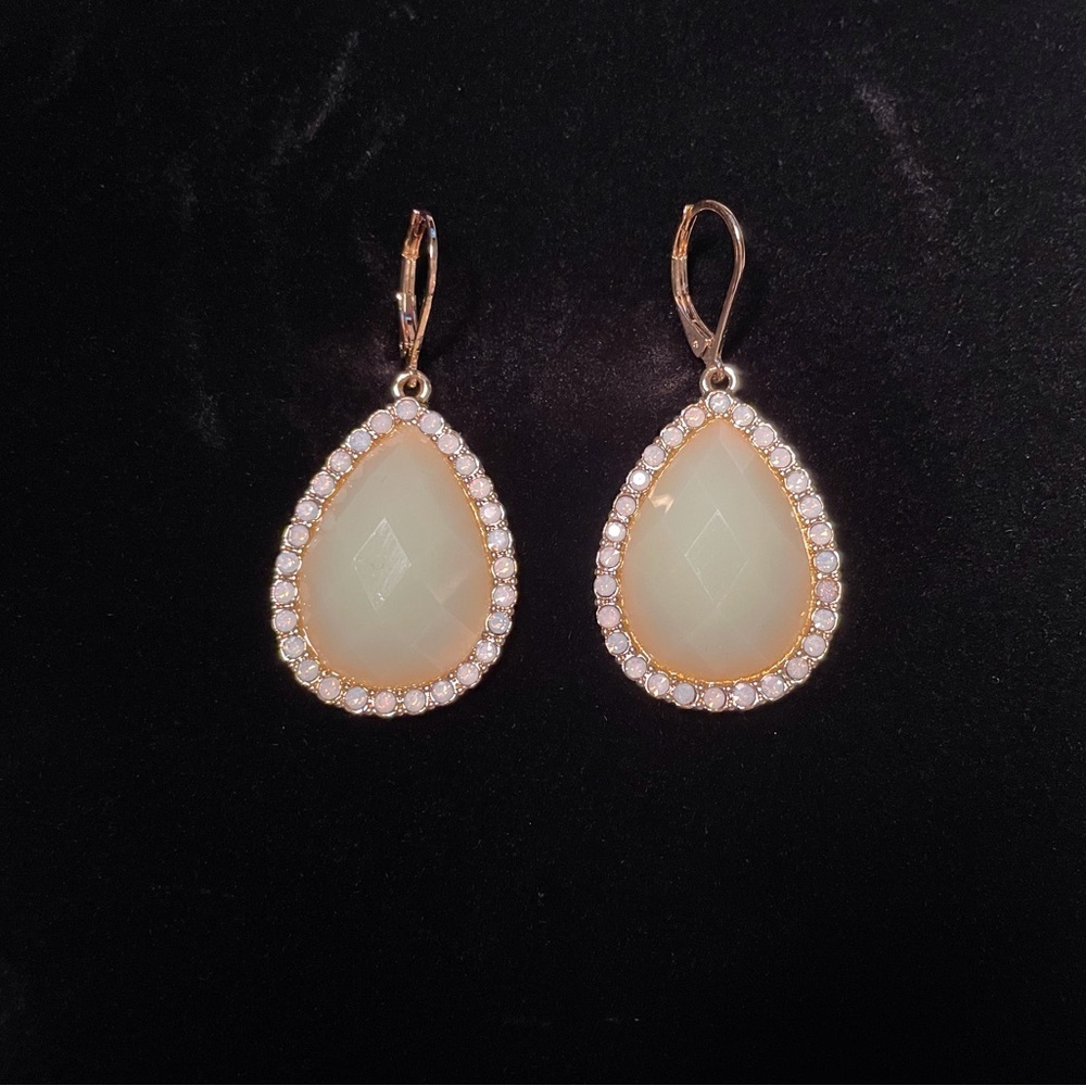 Gold and Opal Tear Drop Earrings